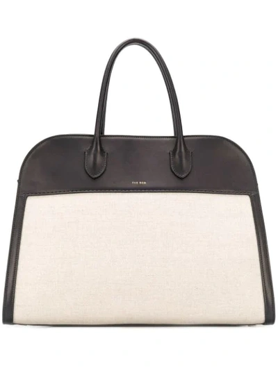 The Row Margaux 15 Large Canvas And Leather Tote Bag In Neutral