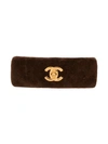 Pre-owned Chanel Cc Turn-lock Hair Barrette In Brown