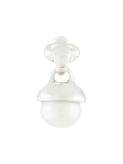 E.m. Pearl Pendant Earring In White