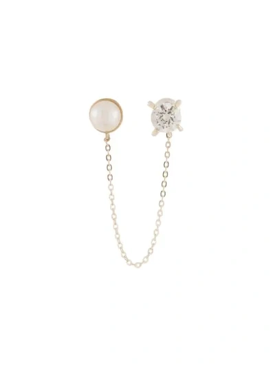 E.m. Pearl Crystal Link Earring In White