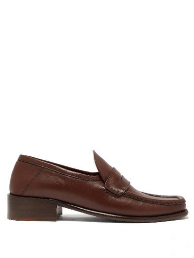 By Far Britney Leather Loafers In Brown