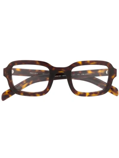 Prada Square Frame Glasses In Brown