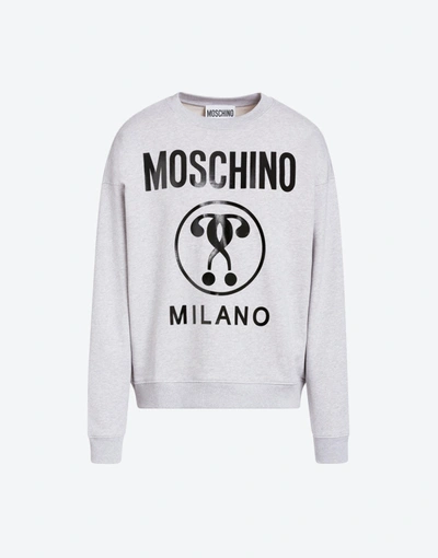 Moschino Cotton Sweatshirt With Double Question Mark Print In Light Grey