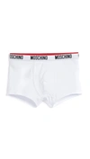 Moschino Pack Of Two Tape Slim-fit Stretch-cotton Trunks In White