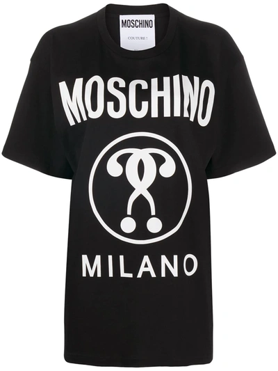 Moschino Question Mark Logo-print T-shirt In Black