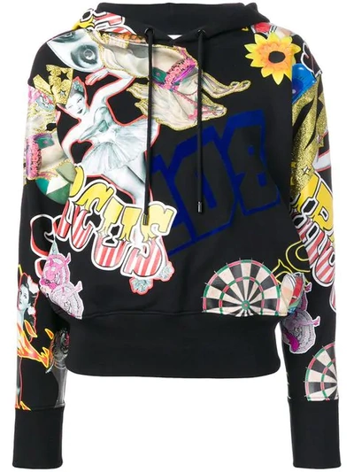 Moschino Cotton Sweatshirt With Circus Prints In Black