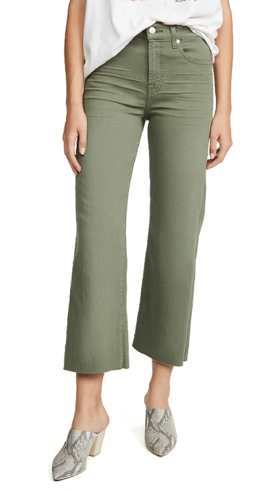 7 For All Mankind Alexa Cropped Wide-leg High-rise Jeans In Fatigue