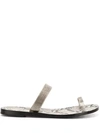 Pedro Garcia Zarina Crystal Flat Sandals In Grey