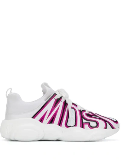 Moschino White Polyester Sneakers