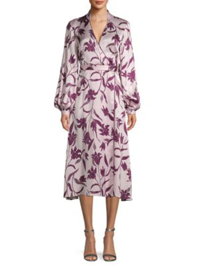 Equipment Andrese Floral Silk Wrap Dress In Purple Multi