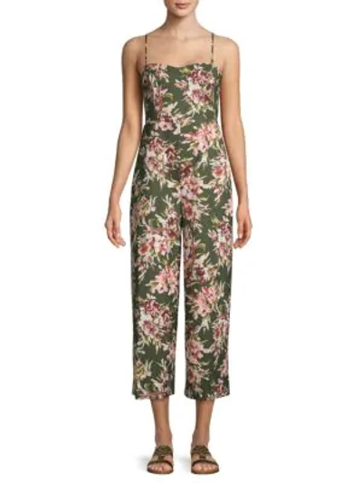 French Connection Floral Cut-out Back Jumpsuit In Cactus Multi