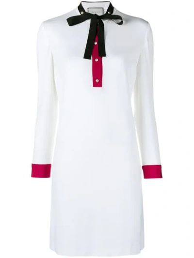 Gucci Ribbon-trimmed Shift Dress In White