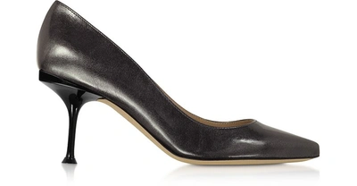 Sergio Rossi Shoes Glacee Anthracite Metallic Leather Pumps In Graphite