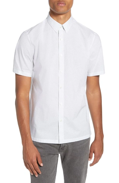 Theory Irving Sillar Short-sleeve Geometric-print Regular Fit Shirt In White