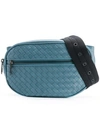 Bottega Veneta Medium Woven Leather Belt Bag In Blue