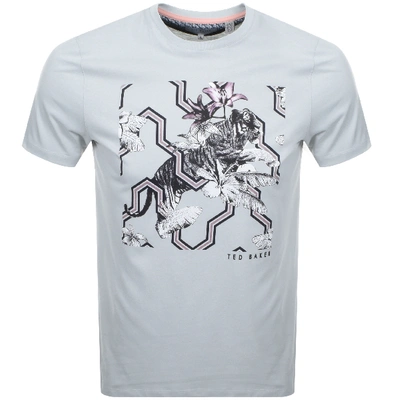 Ted Baker Mowsey Tiger Print Crewneck Tee In Grey