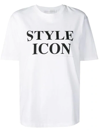 Victoria Victoria Beckham White Printed Cotton T-shirt In White/black Print