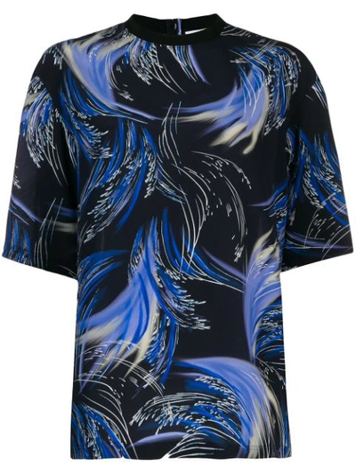 Givenchy Printed Silk Crepe De Chine Top In Blue