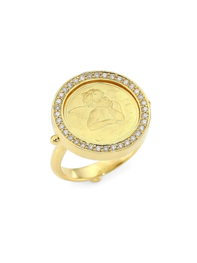 Temple St Clair 18k Yellow Gold Angel Diamond Ring In White/gold