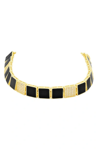 Freida Rothman Harmony Bracelet In 14k Gold-plated Sterling Silver In Black/gold