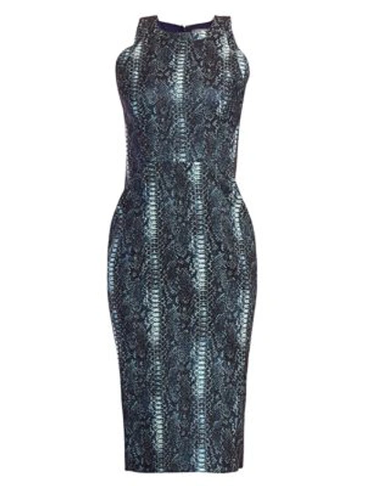 Zac Posen Women's Snakeskin-print Metallic Jacquard Cocktail Dress In Python Ocean