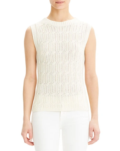 Theory Sleeveless Cable-knit Top In Ivory