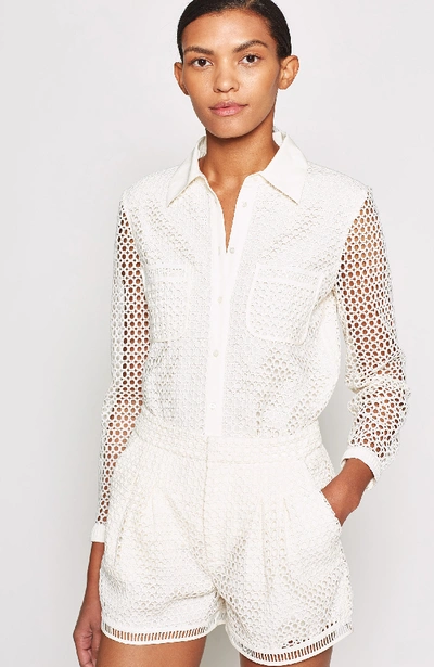 Joie Merredin Crochet Button-down Blouse In Aged White