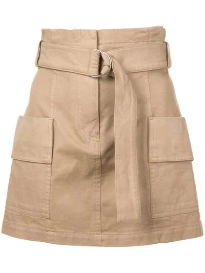 A.l.c Mia Belted Stretch Cotton Mini Skirt In Caramel