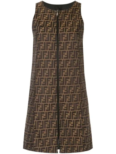 Pre-owned Fendi Reversible Dress In Brown