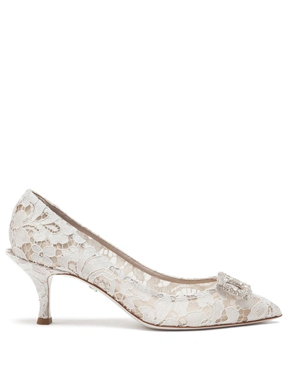 Dolce & Gabbana Pump In Taormina Lace With Crystals In White