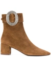 Saint Laurent Joplin Western Suede Boots In Brown