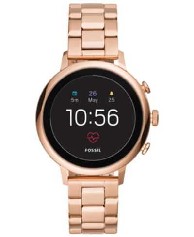Fossil New Q Women's Gen 4 Venture Hr Rose Gold-tone Stainless Steel Bracelet Touchscreen Smart Watch 40mm,