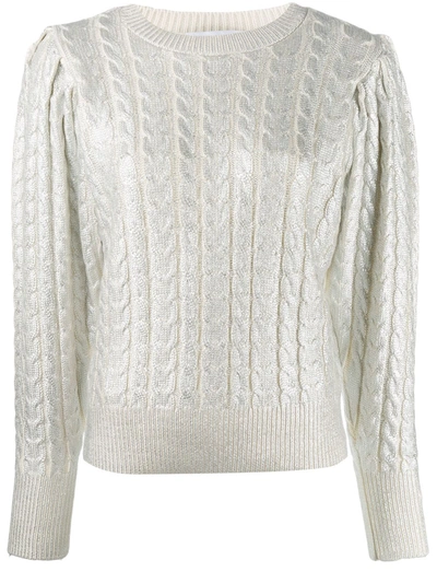 Msgm Metallic-threading Knitted Jumper In Silver