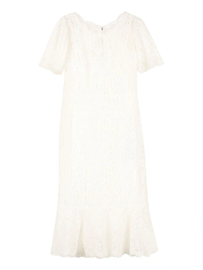 Dolce & Gabbana Floral Lace Dress In White