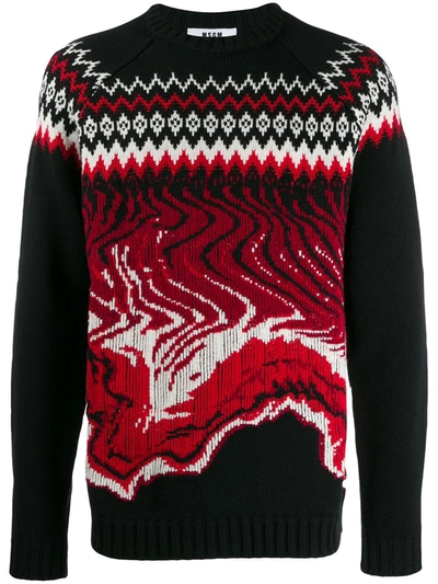 Msgm Fantasy Sweater With Crew Neck And Long Sleeves In Black
