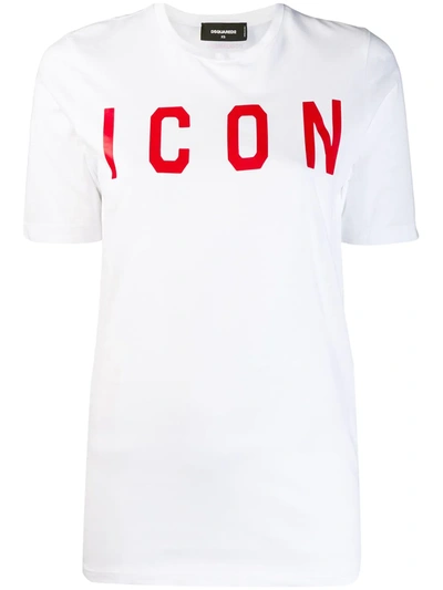 Dsquared2 Printed Icon Cotton Jersey T-shirt In White
