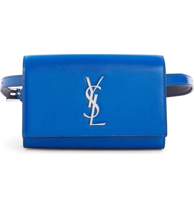 Saint Laurent Kate Ysl Monogram Neon Belt Bag In Neon Blue