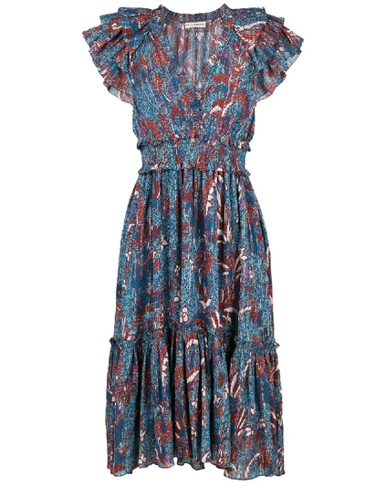 Ulla Johnson Cicely Silk Blend High/low Dress In Blue