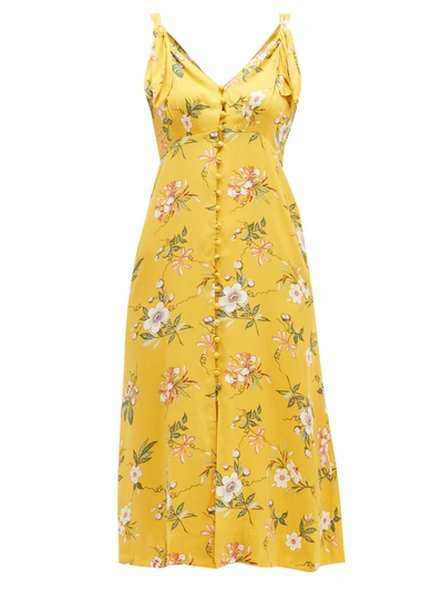 Rebecca Taylor Lita Floral-print Silk-blend Dress In Marigold