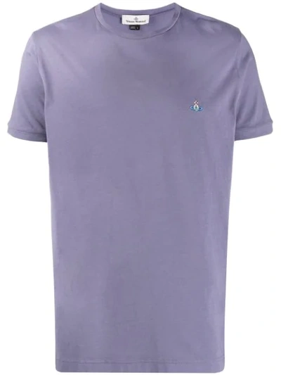 Vivienne Westwood Logo Embroidered T-shirt In Lilac Blue