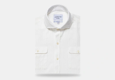 Ledbury Men's White Gerrick Stripe Casual Shirt Cotton