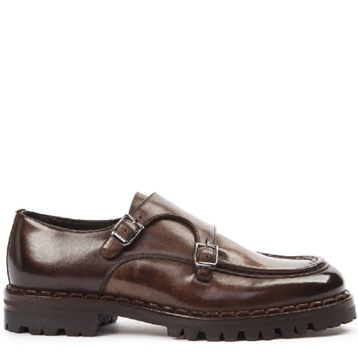 Eleventy Dark Brown Shiny Leather Shoes In Grey