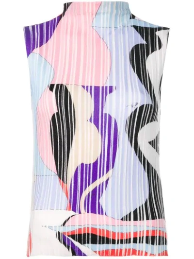 Emilio Pucci Vallauris Sleeveless Mockneck Rib-knit Top In Violet Coral