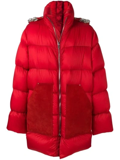 Rick Owens Padded Oversized Coat In Red