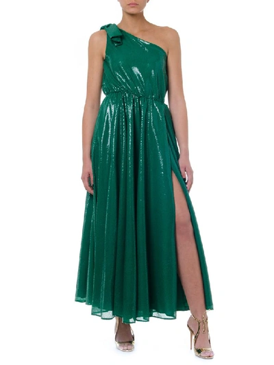 Msgm Green One Shoulder Long Dress