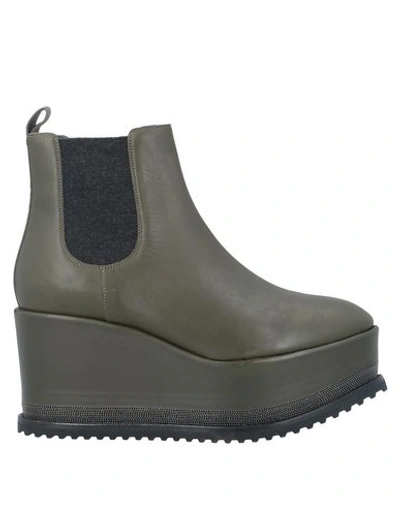 Brunello Cucinelli Ankle Boots In Military Green