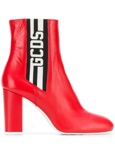 Gcds Logo Ankle Boots In Red
