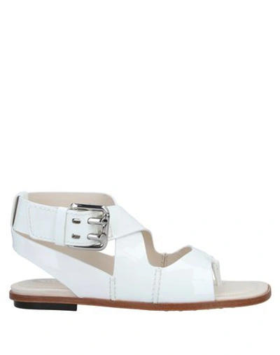 Tod's Toe Strap Sandals In White