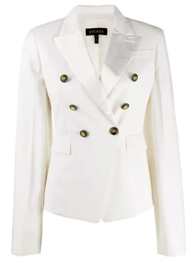 Escada Double-breasted Tailored Blazer In White