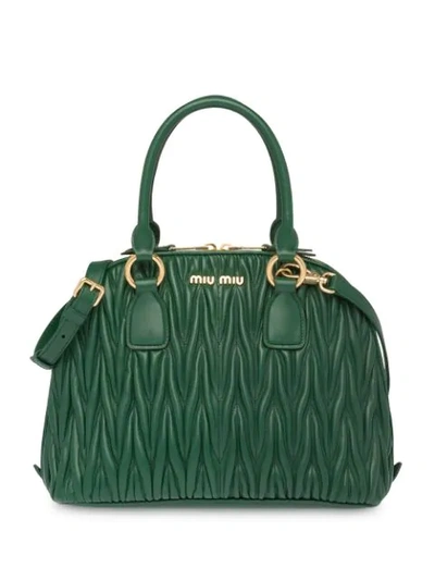 Miu Miu Matelassé Top-handle Bag In Green